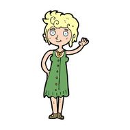 cartoon hippie woman waving N14