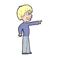cartoon grinning boy pointing N16