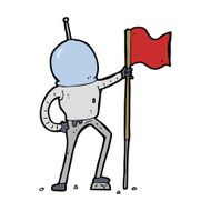 cartoon astronaut planting flag N14