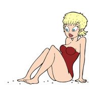 cartoon woman in swimsuit N14