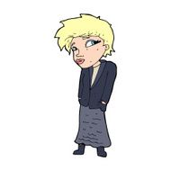 cartoon woman with hands in pockets N16