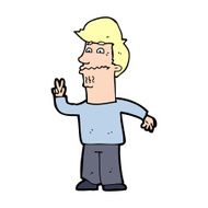 Cartoon Man Giving Peace Sign N85