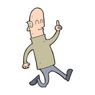 cartoon bald man with idea N34