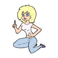 cartoon sitting woman with idea N15