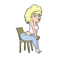 cartoon woman posing on chair N36