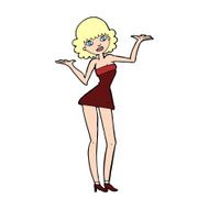 cartoon woman in cocktail dress N30