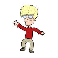 cartoon waving cool guy N12