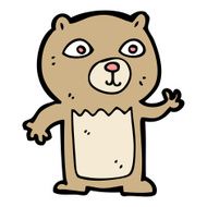 cartoon waving teddy bear N79