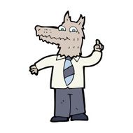 cartoon business wolf with idea N7