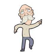 cartoon sad old man pointing N16