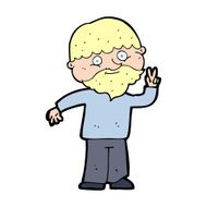 Cartoon Man Giving Peace Sign N87