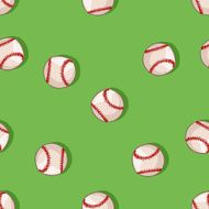 vector seamless pattern of baseball balls on green background