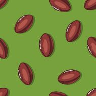 vector seamless pattern of rugby balls on green background