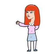 cartoon woman gesturing to show something N29