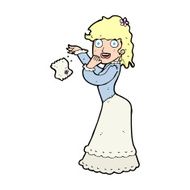 cartoon victorian woman dropping hankerchief N2