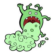 cartoon gross monster being sick N14