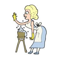 cartoon housewife washing up N16