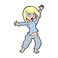 cartoon frightened woman N44
