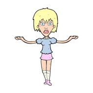 cartoon woman shrugging shoulders N706