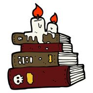 cartoon spooky old books N14