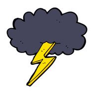 cartoon lightning bolt and cloud N13