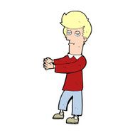 cartoon bored man showing the way N14