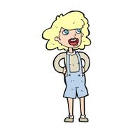 cartoon woma in dungarees N6