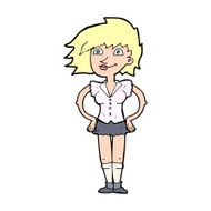 cartoon woman with hands on hips N339