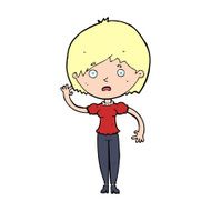 cartoon waving woman N205