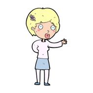 cartoon waving woman N207