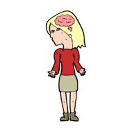 cartoon clever woman shrugging shoulders N13