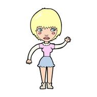 cartoon waving woman N208