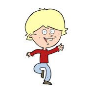 cartoon happy waving boy N29