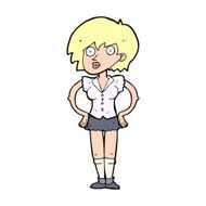 cartoon surprised woman with hands on hips N15