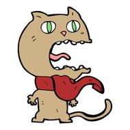 cartoon frightened cat N34