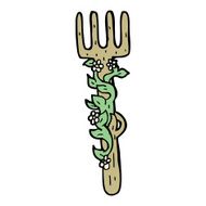 cartoon ornate wooden fork N14