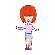 cartoon woman shrugging shoulders N710