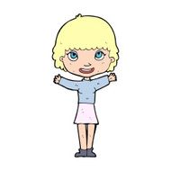 Cartoon Woman Waving N500