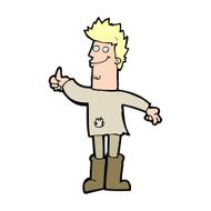 cartoon positive thinking man in rags N14