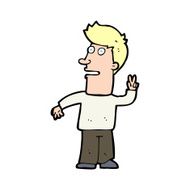cartoon man making peace sign N14