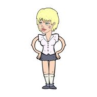 cartoon tough woman with hands on hips N15