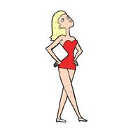 cartoon woman in party dress N13