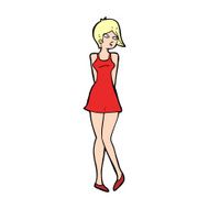 cartoon pretty woman in dress N73