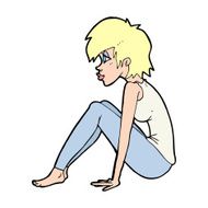 cartoon woman sitting N28