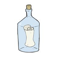 cartoon letter in bottle N14