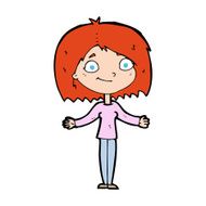 cartoon woman shrugging shoulders N715