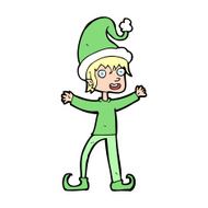 cartoon excited christmas elf N15
