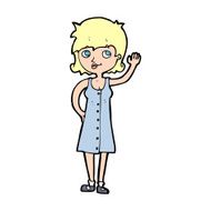 cartoon pretty woman waving N129