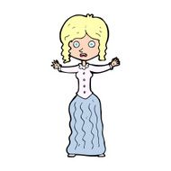 cartoon worried victorian woman N14