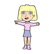 cartoon happy woman pointing N105